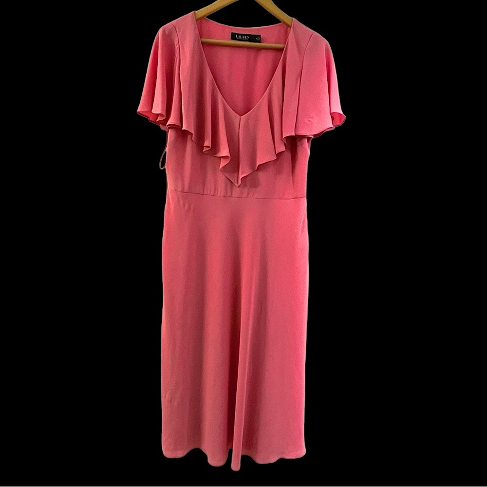 Ralph Lauren Black - Pink Midi Sundress Women’s Size 10 Bubble Crepe FC+ READ